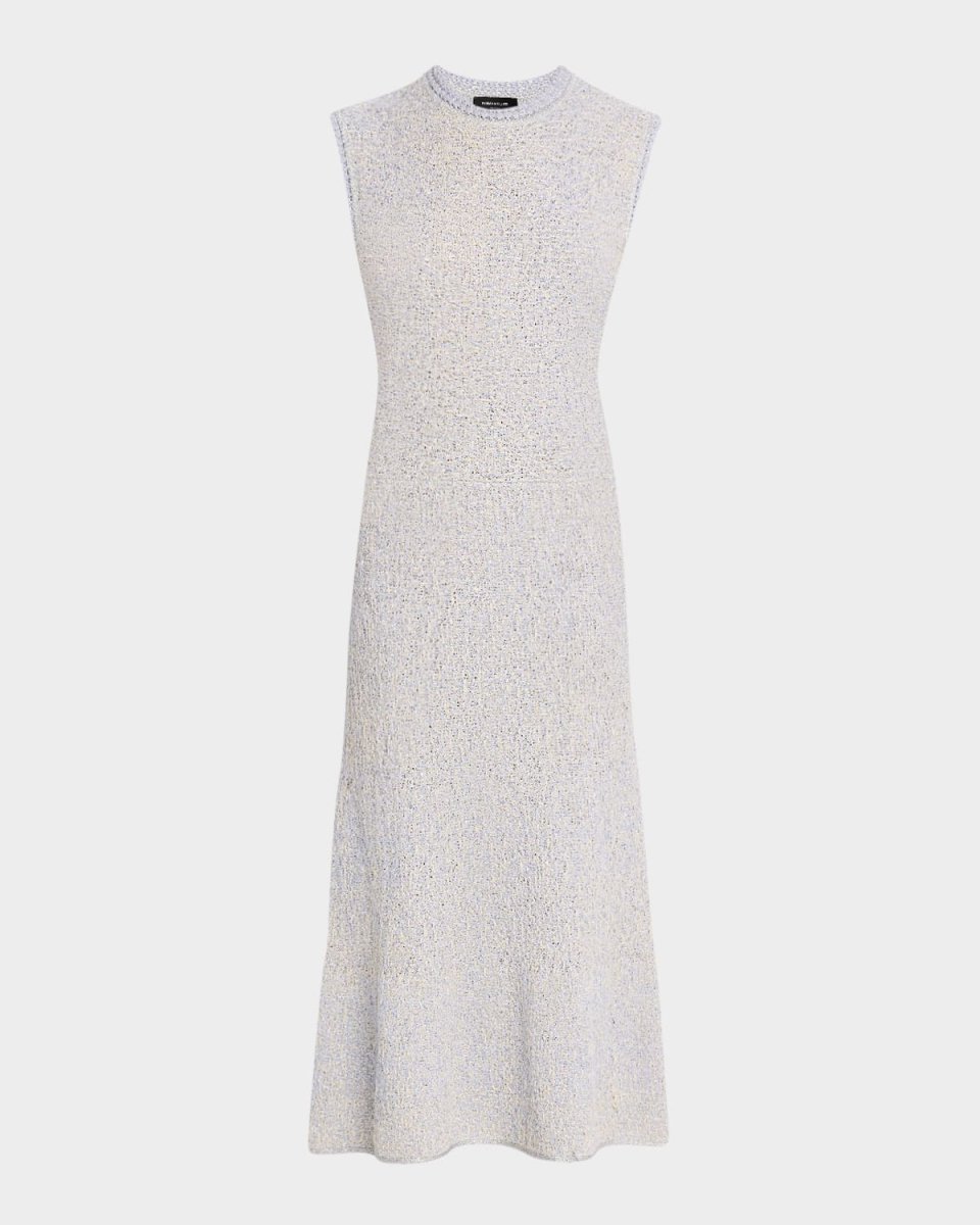 Sleeveless Metallic Tweed Midi Dress